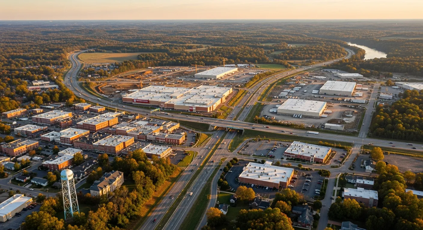 Aerial view of Gaffney, SC showing the local landscape and terrain relevant to aerial imaging operations