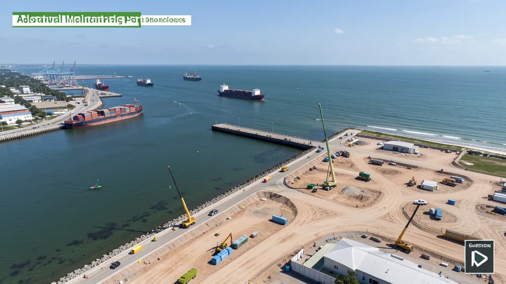 aerial imaging in progress at a construction site in Galveston, TX with local terrain visible