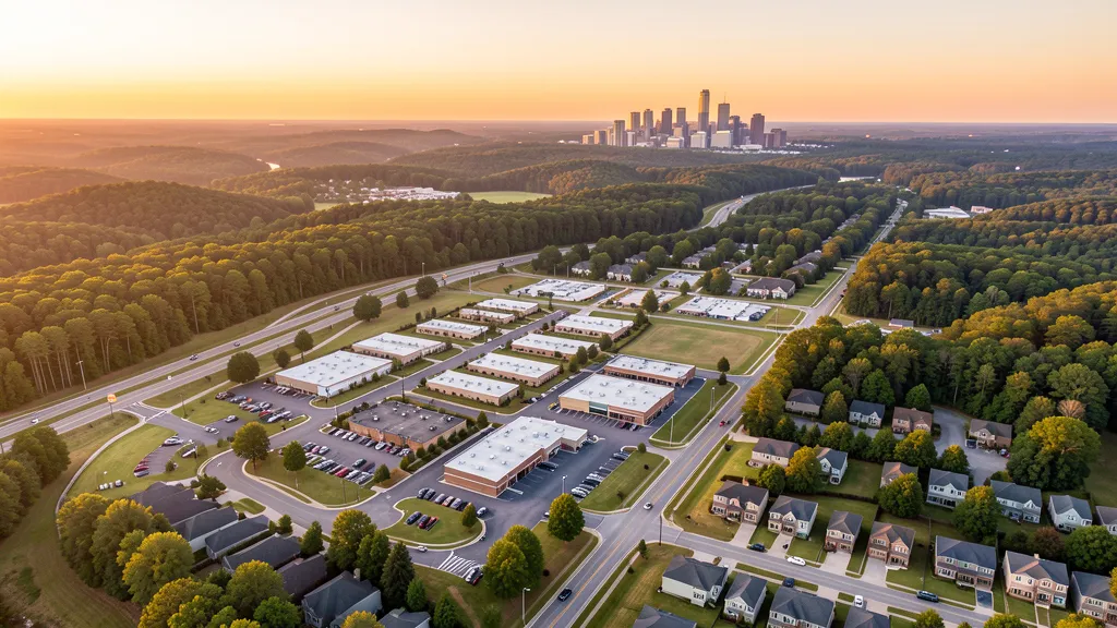Aerial view of Garner, NC showing the local landscape and terrain relevant to aerial imaging operations