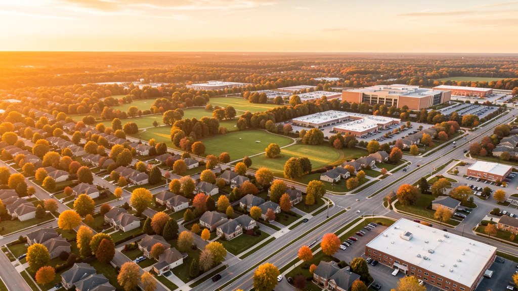 Aerial view of Glendale Heights, IL showing the local landscape and terrain relevant to aerial imaging operations