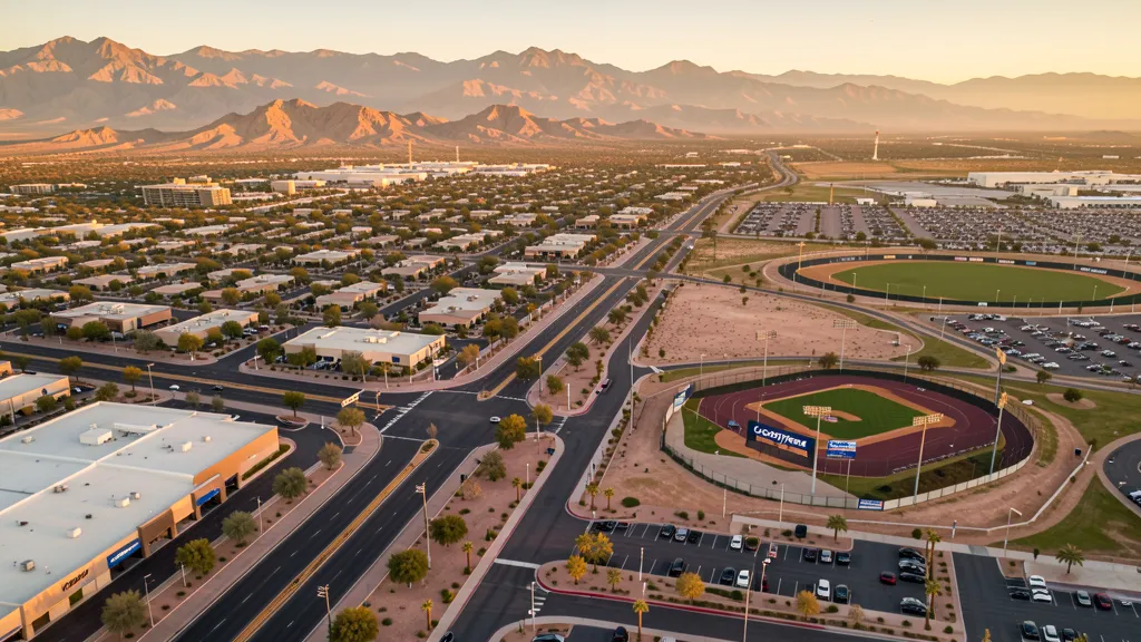 Aerial view of Goodyear, AZ showing the local landscape and terrain relevant to aerial imaging operations
