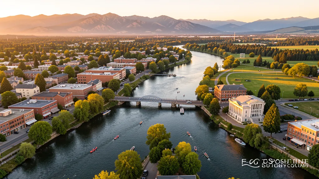 Aerial view of Grants Pass, OR showing the local landscape and terrain relevant to aerial imaging operations