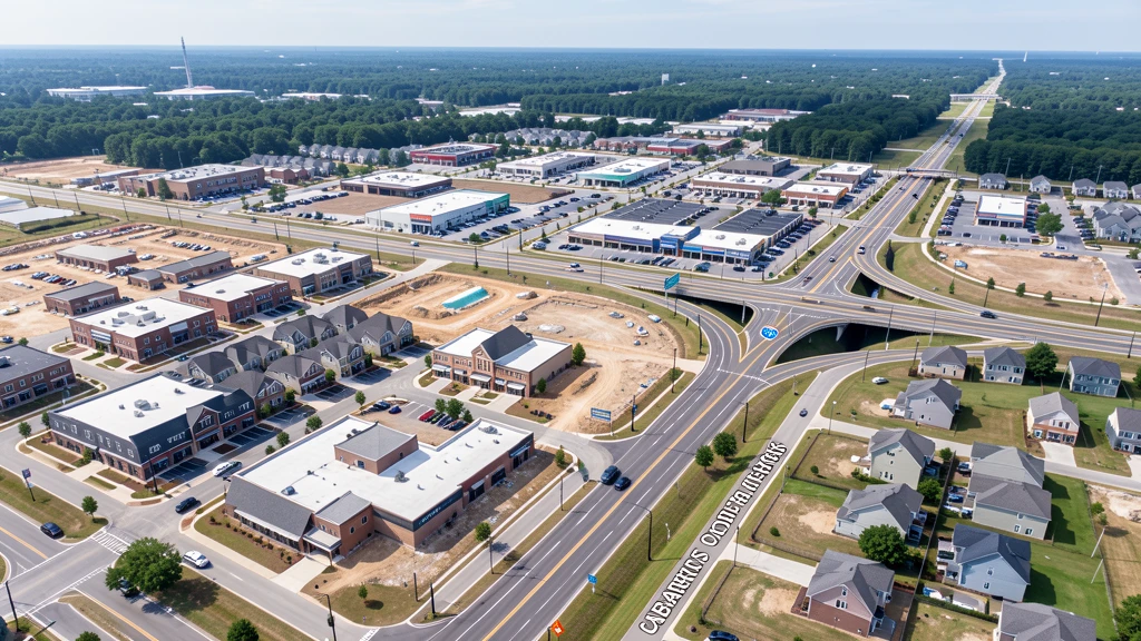 Aerial view of Harrisburg, NC showing the local landscape and terrain relevant to aerial imaging operations