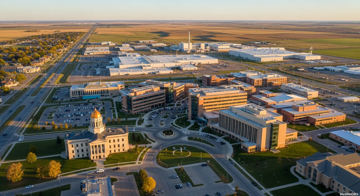 Aerial view of Hastings, NE showing the local landscape and terrain relevant to aerial imaging operations