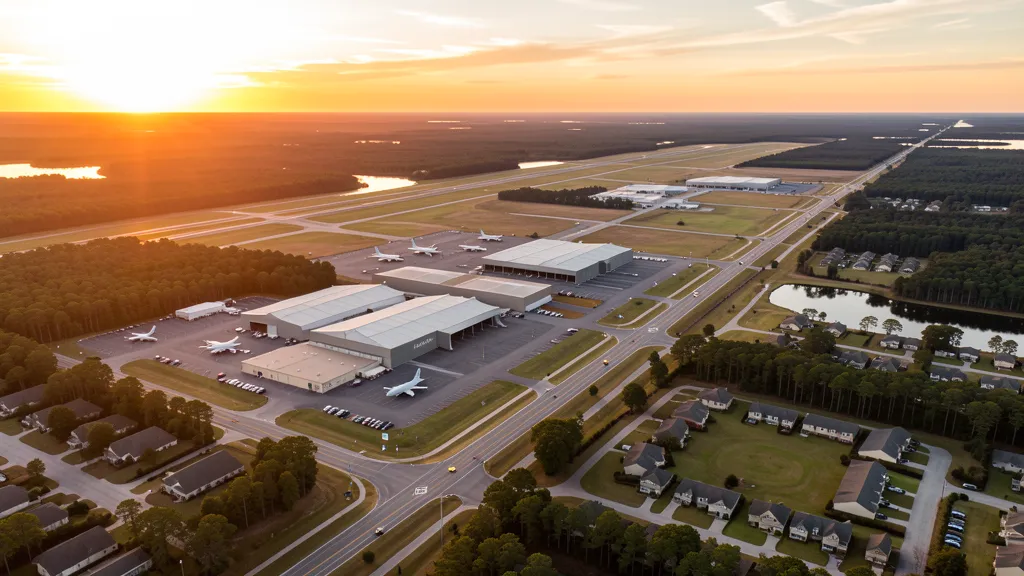 Aerial view of Havelock, NC showing the local landscape and terrain relevant to aerial imaging operations