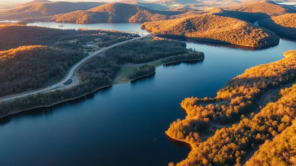 Aerial view of Heber Springs, AR showing the local landscape and terrain relevant to aerial imaging operations