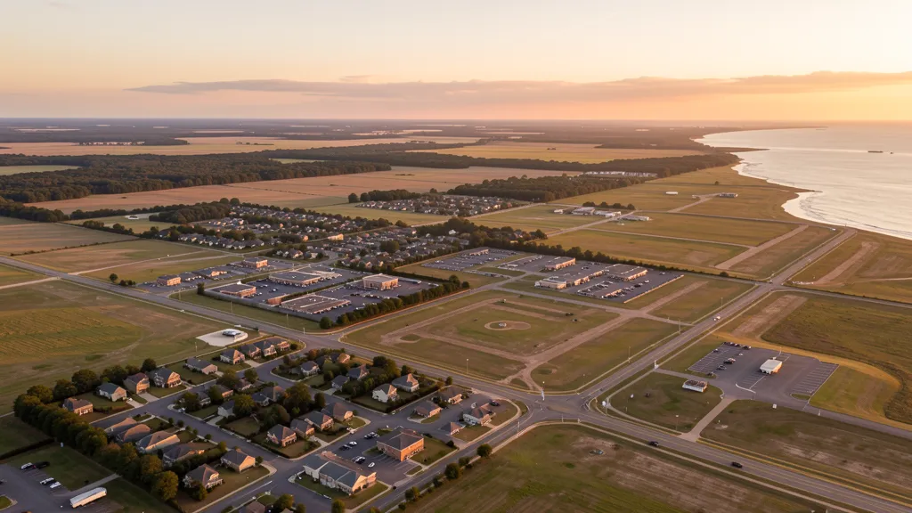 Aerial view of Hinesville, GA showing the local landscape and terrain relevant to aerial imaging operations