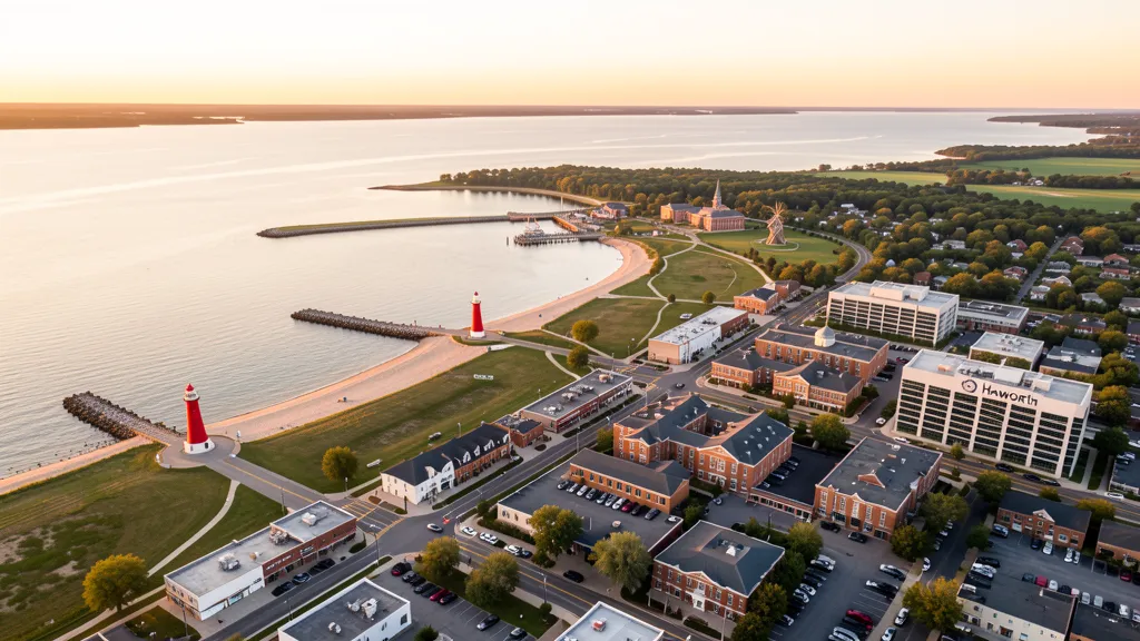 Aerial view of Holland, MI showing the local landscape and terrain relevant to aerial imaging operations