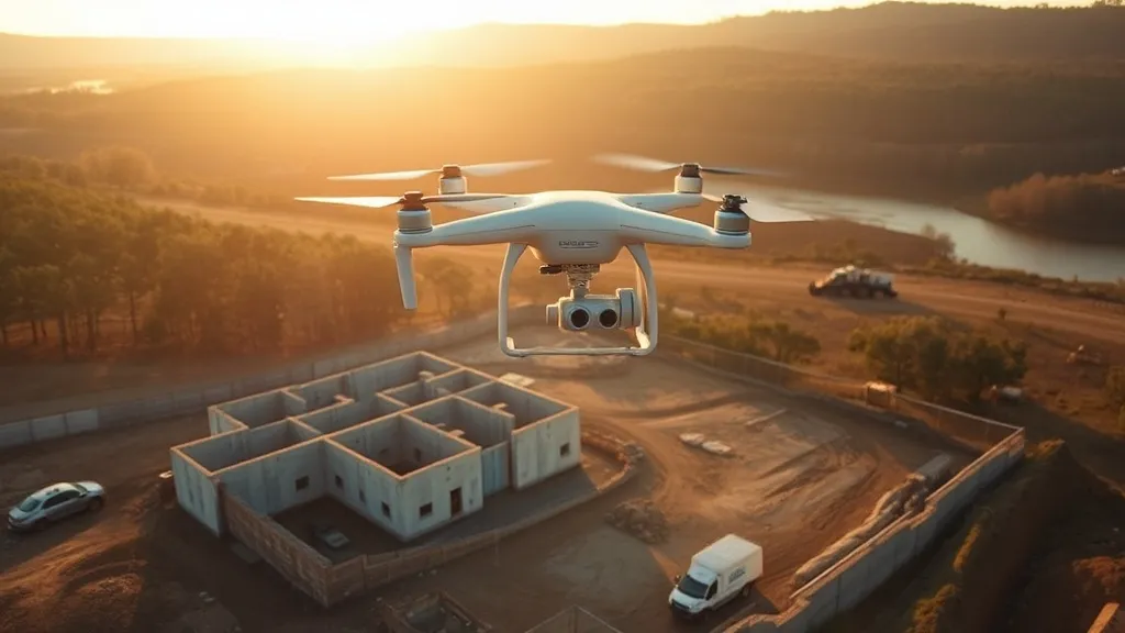 aerial imaging in progress at a construction site in Hot Springs, AR with local terrain visible