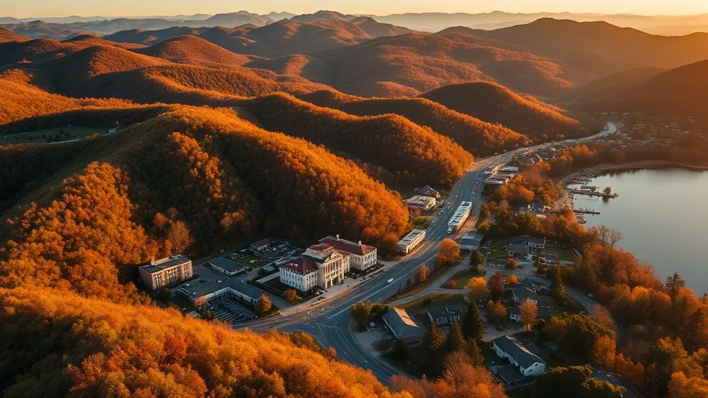 Aerial view of Hot Springs, AR showing the local landscape and terrain relevant to aerial imaging operations