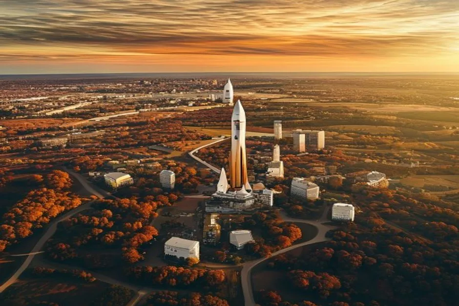 Aerial view of Huntsville, AL showing the local landscape and terrain relevant to aerial imaging operations