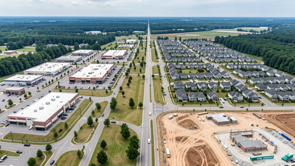 Aerial view of Indian Trail, NC showing the local landscape and terrain relevant to aerial imaging operations
