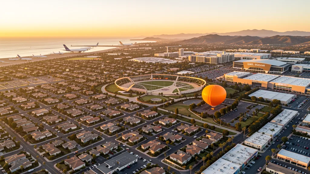 Aerial view of Irvine, CA showing the local landscape and terrain relevant to aerial imaging operations