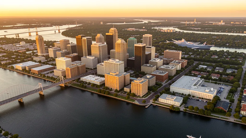 Aerial view of Jacksonville, FL showing the local landscape and terrain relevant to aerial imaging operations