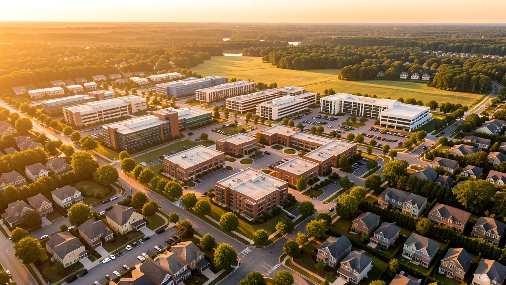 Aerial view of Johns Creek, GA showing the local landscape and terrain relevant to aerial imaging operations