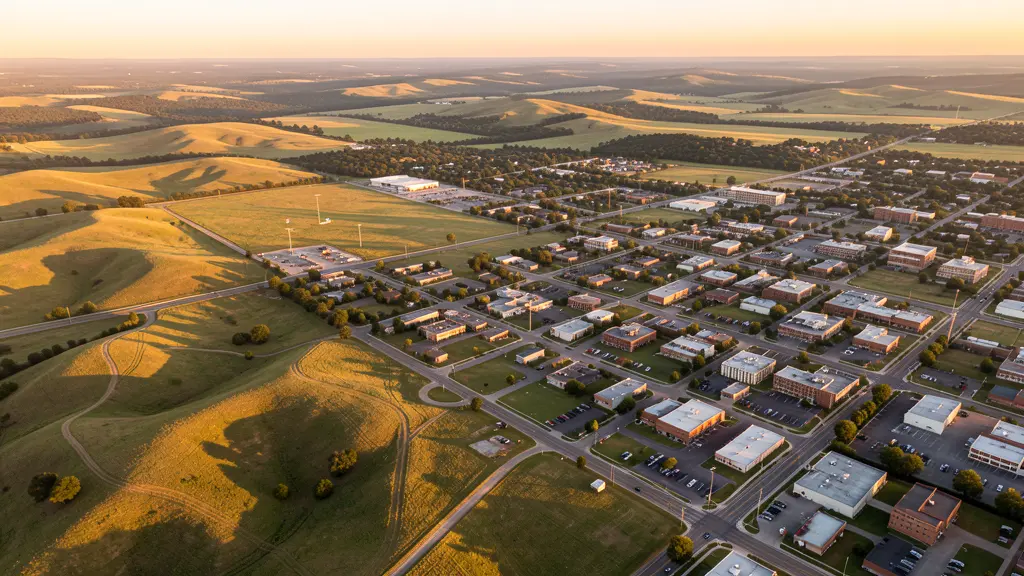 Aerial view of Joplin, MO showing the local landscape and terrain relevant to aerial imaging operations