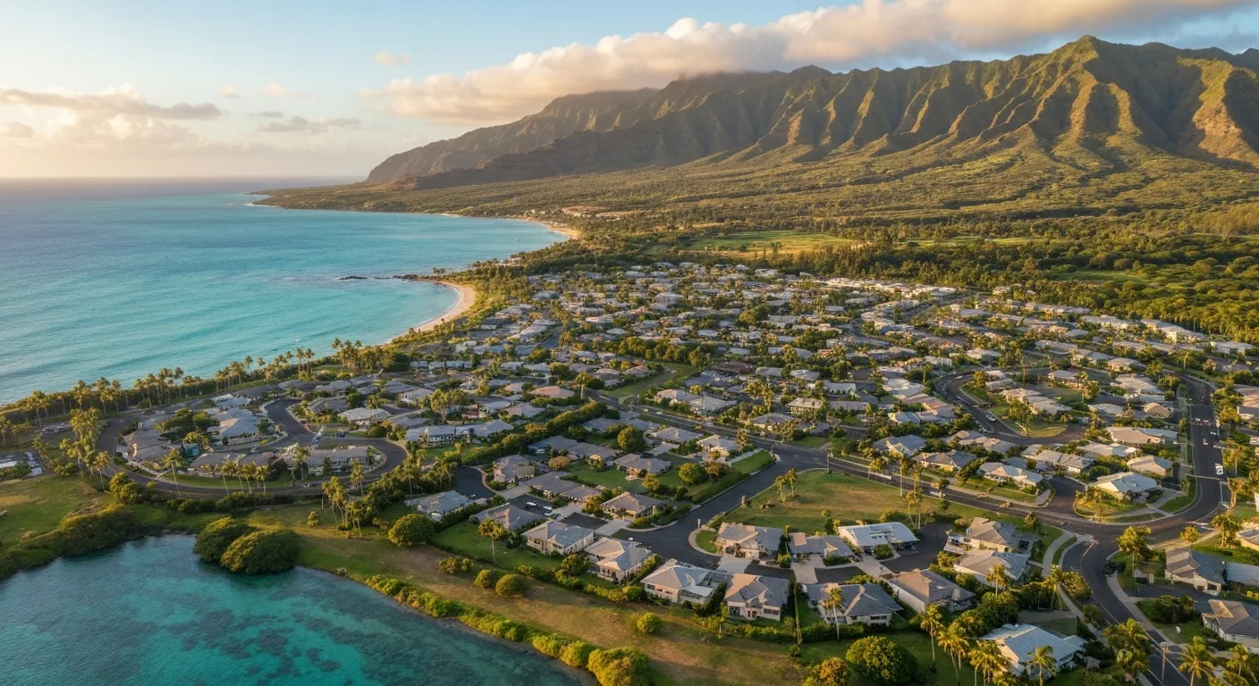 Aerial view of Kapolei, HI showing the local landscape and terrain relevant to aerial imaging operations
