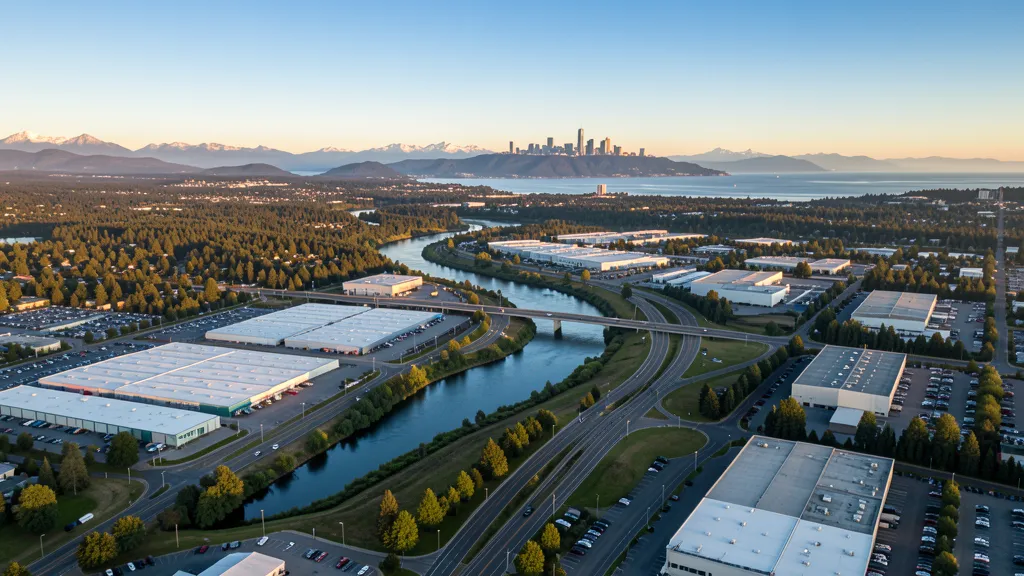 Aerial view of Kent, WA showing the local landscape and terrain relevant to aerial imaging operations