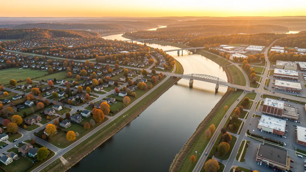 Aerial view of Kingston, PA showing the local landscape and terrain relevant to aerial imaging operations
