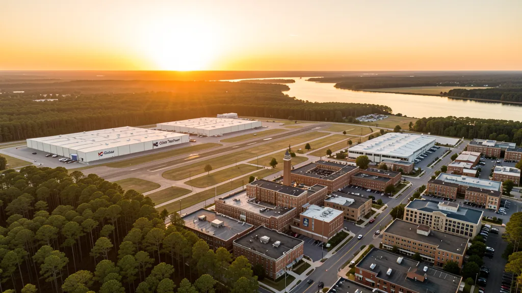 Aerial view of Kinston, NC showing the local landscape and terrain relevant to aerial imaging operations