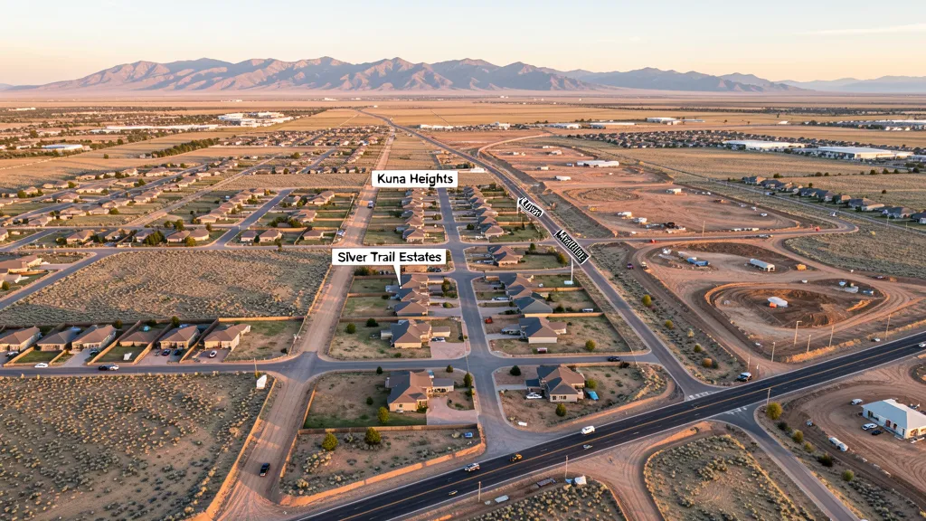 Aerial view of Kuna, ID showing the local landscape and terrain relevant to aerial imaging operations