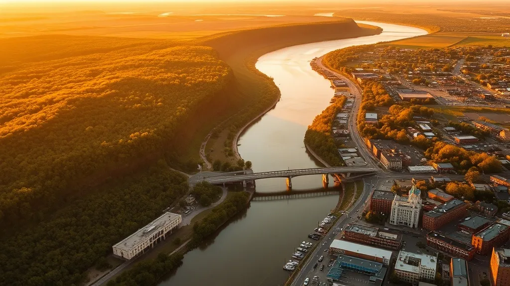 Aerial view of La Crosse, WI showing the local landscape and terrain relevant to aerial imaging operations