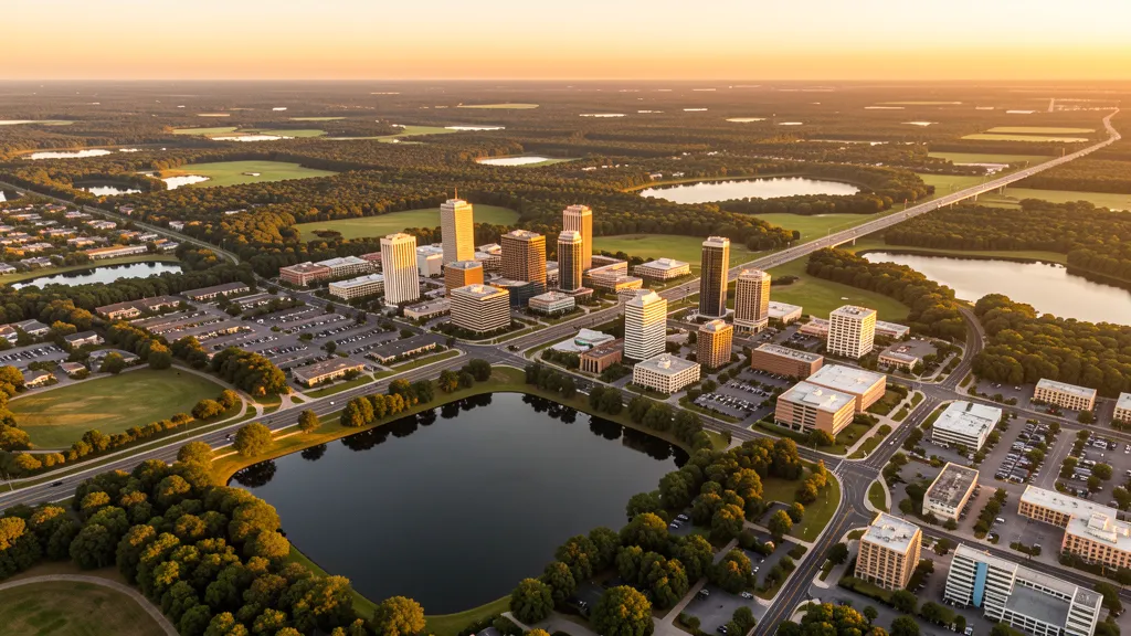 Aerial view of Lakeland, FL showing the local landscape and terrain relevant to aerial imaging operations