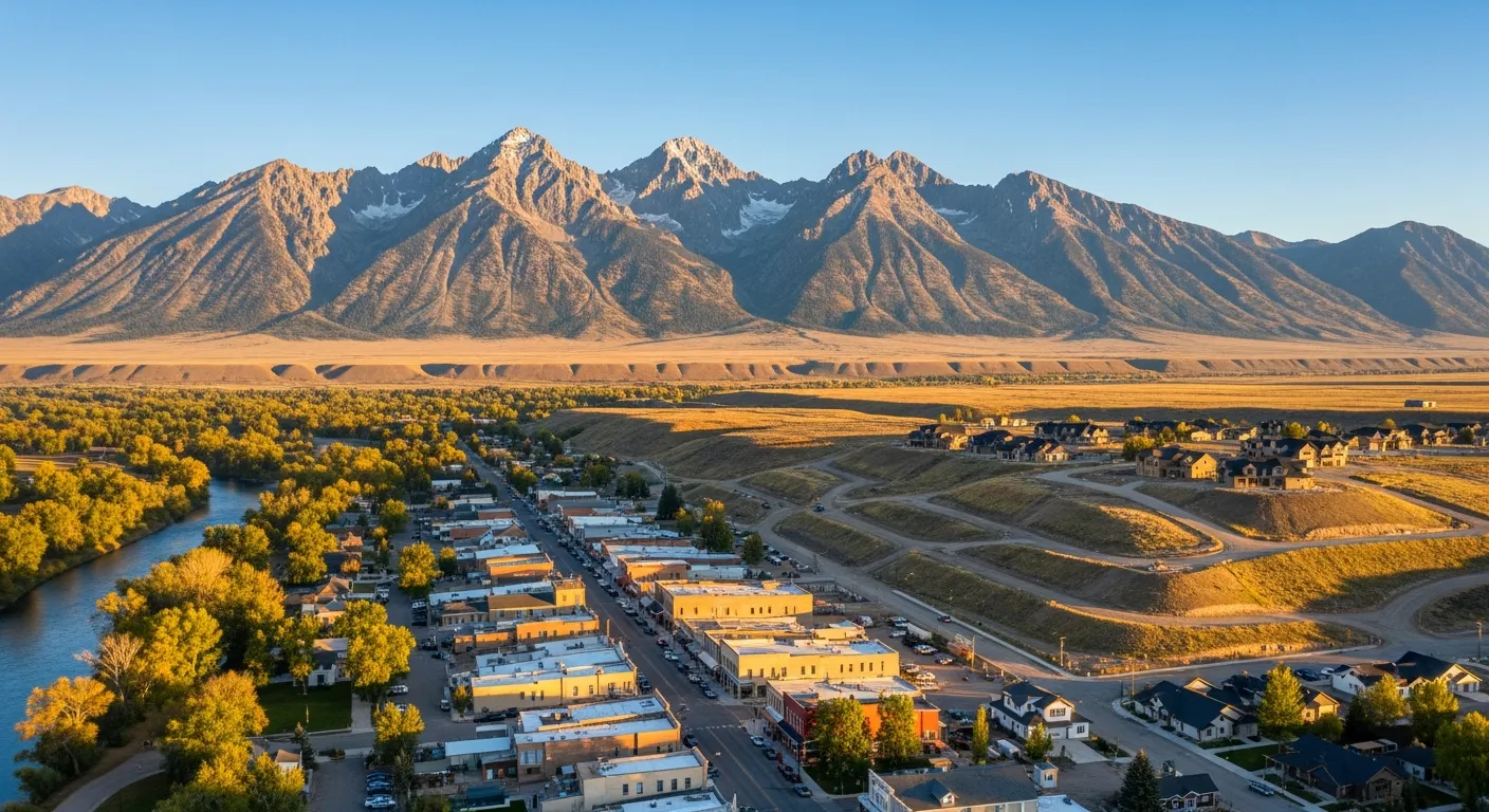 Aerial view of Lander, WY showing the local landscape and terrain relevant to aerial imaging operations