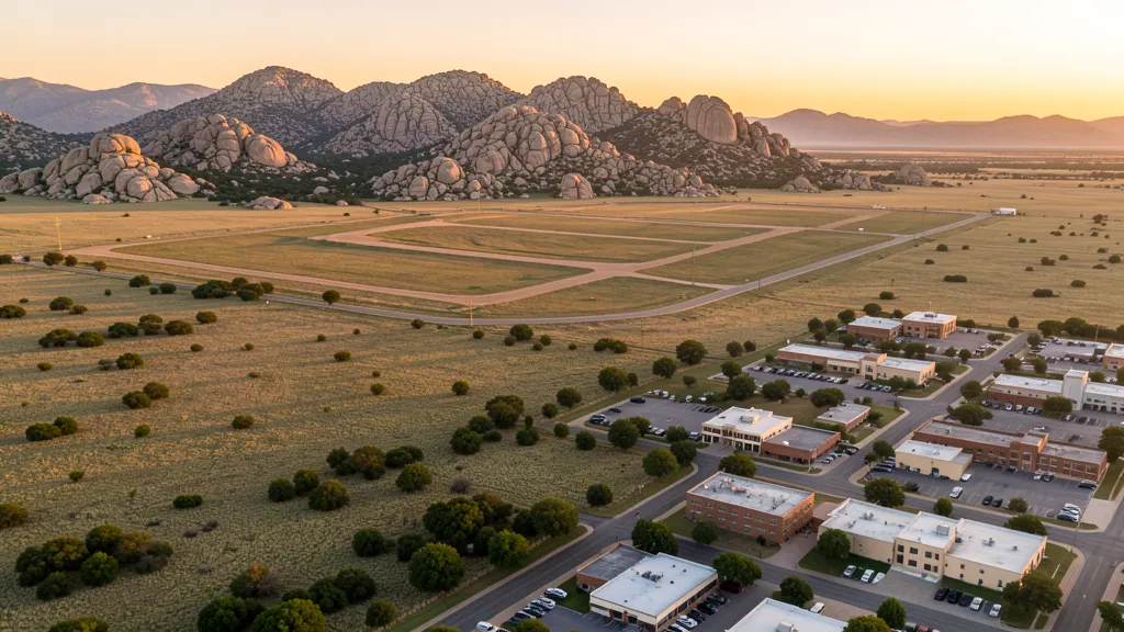 Aerial view of Lawton, OK showing the local landscape and terrain relevant to aerial imaging operations