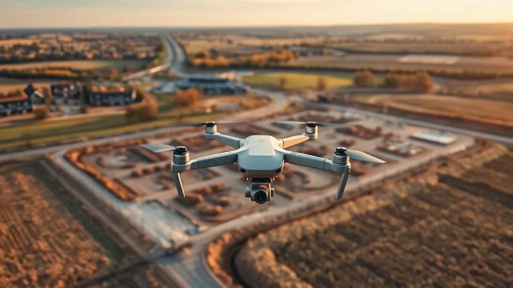 aerial imaging in progress at a construction site in Lenexa, KS with local terrain visible