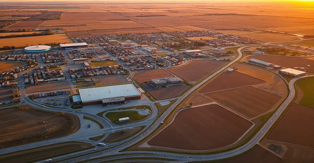 Aerial view of Lexington, NE showing the local landscape and terrain relevant to aerial imaging operations