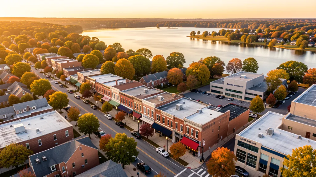 Aerial view of Libertyville, IL showing the local landscape and terrain relevant to aerial imaging operations