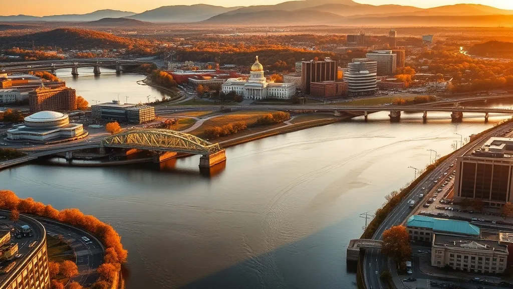 Aerial view of Little Rock, AR showing the local landscape and terrain relevant to aerial imaging operations