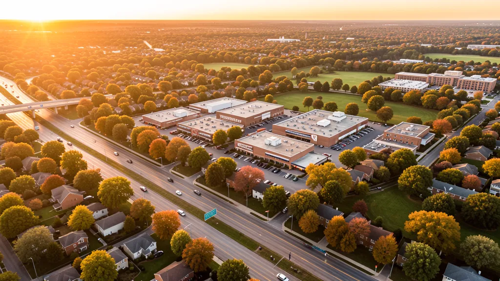 Aerial view of Lombard, IL showing the local landscape and terrain relevant to aerial imaging operations