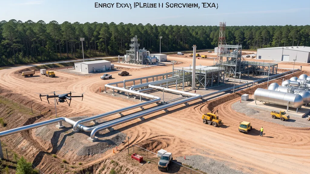 aerial imaging in progress at a construction site in Longview, TX with local terrain visible