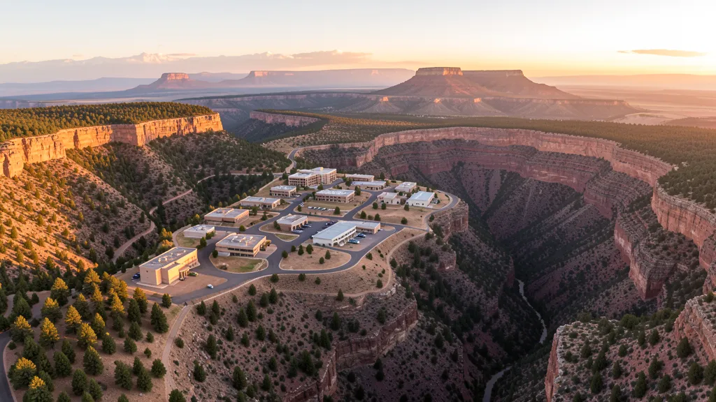 Aerial view of Los Alamos, NM showing the local landscape and terrain relevant to aerial imaging operations