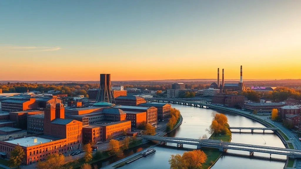 Aerial view of Lowell, MA showing the local landscape and terrain relevant to aerial imaging operations