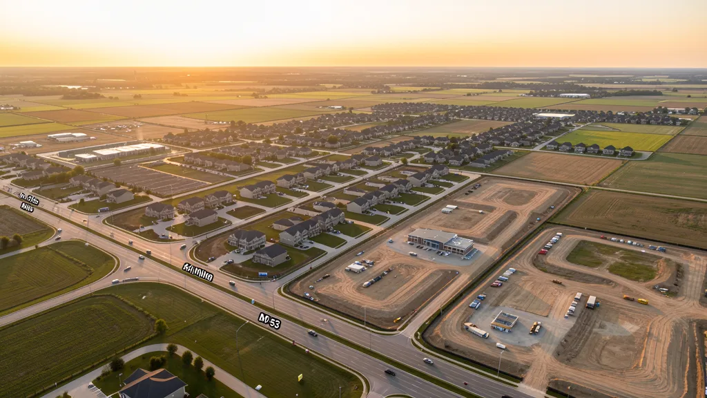 Aerial view of Macomb Township, MI showing the local landscape and terrain relevant to aerial imaging operations