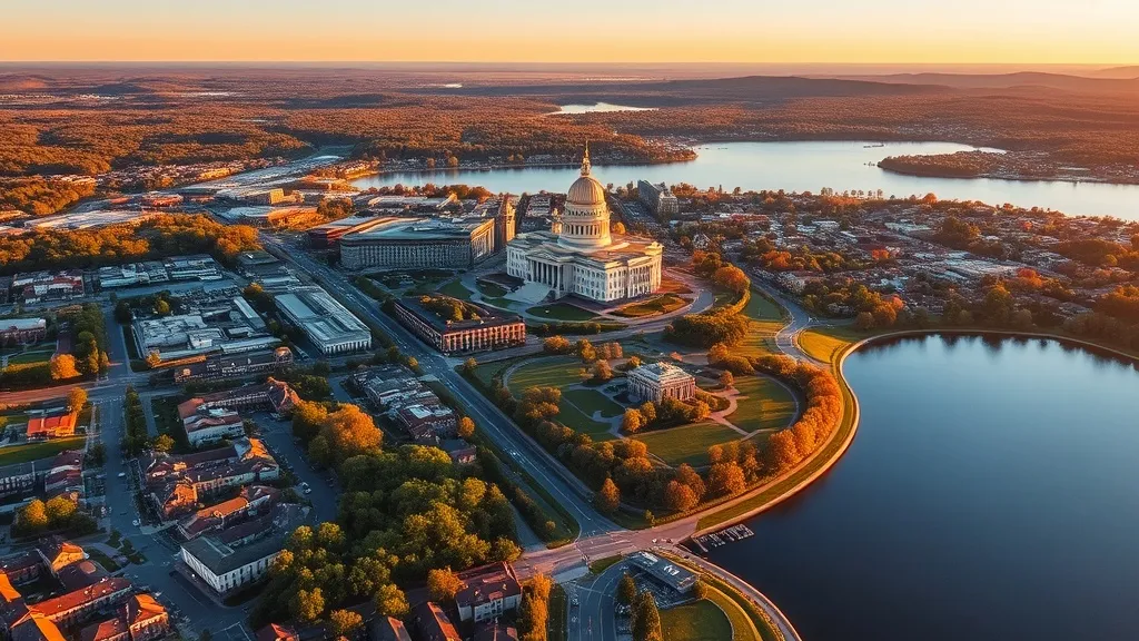 Aerial view of Madison, WI showing the local landscape and terrain relevant to aerial imaging operations