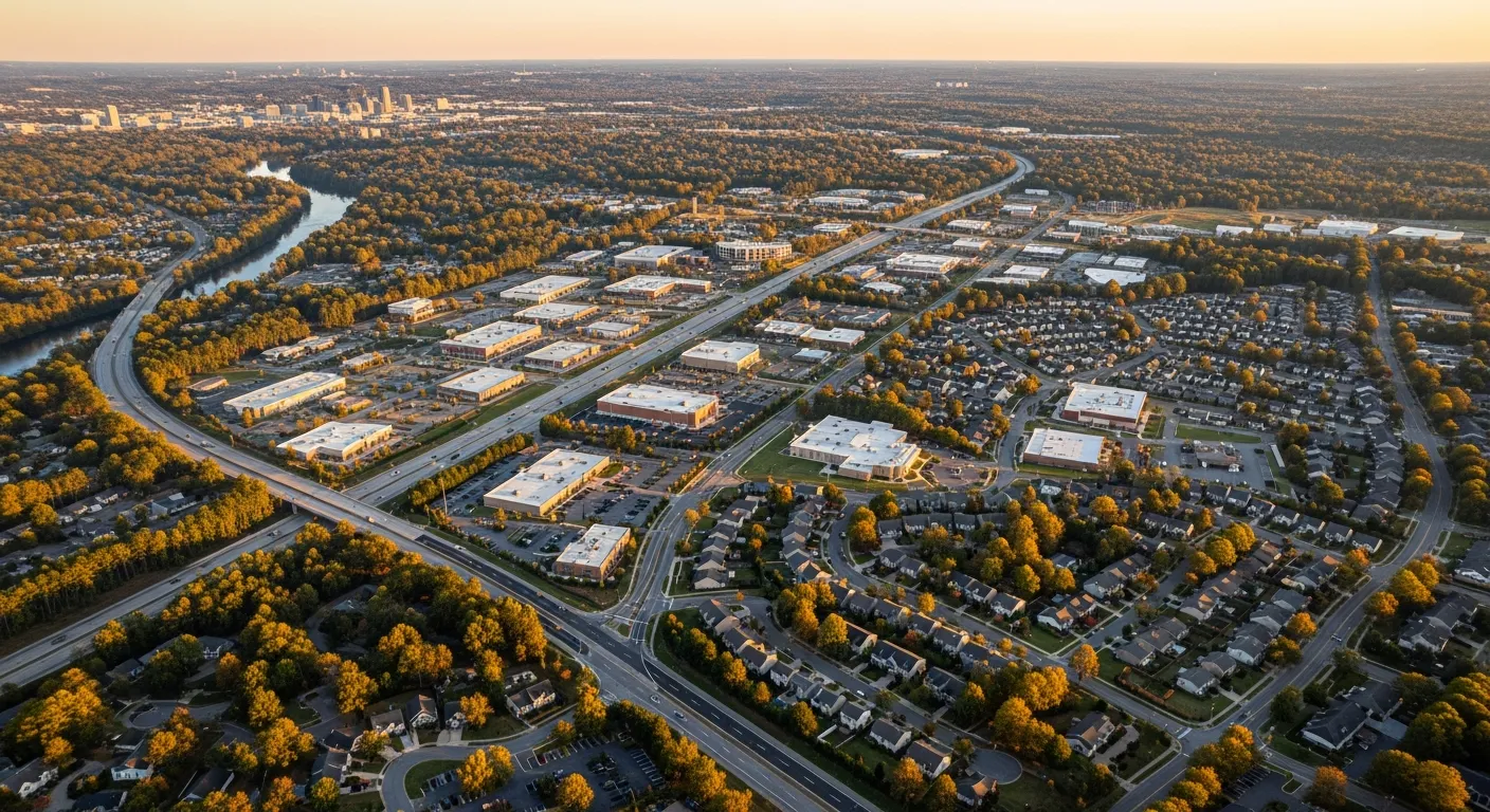 Aerial view of Mauldin, SC showing the local landscape and terrain relevant to aerial imaging operations