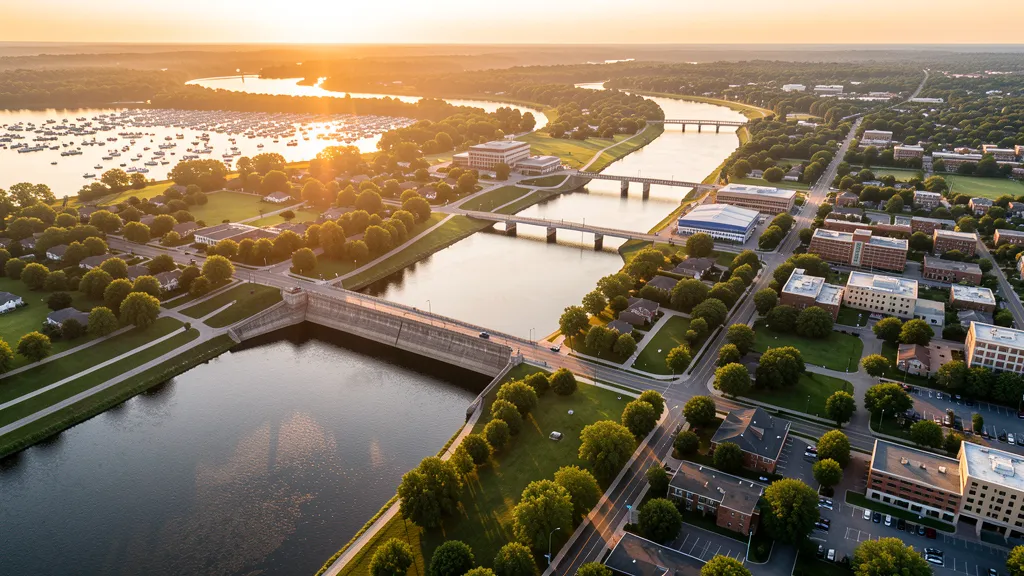 Aerial view of McHenry, IL showing the local landscape and terrain relevant to aerial imaging operations
