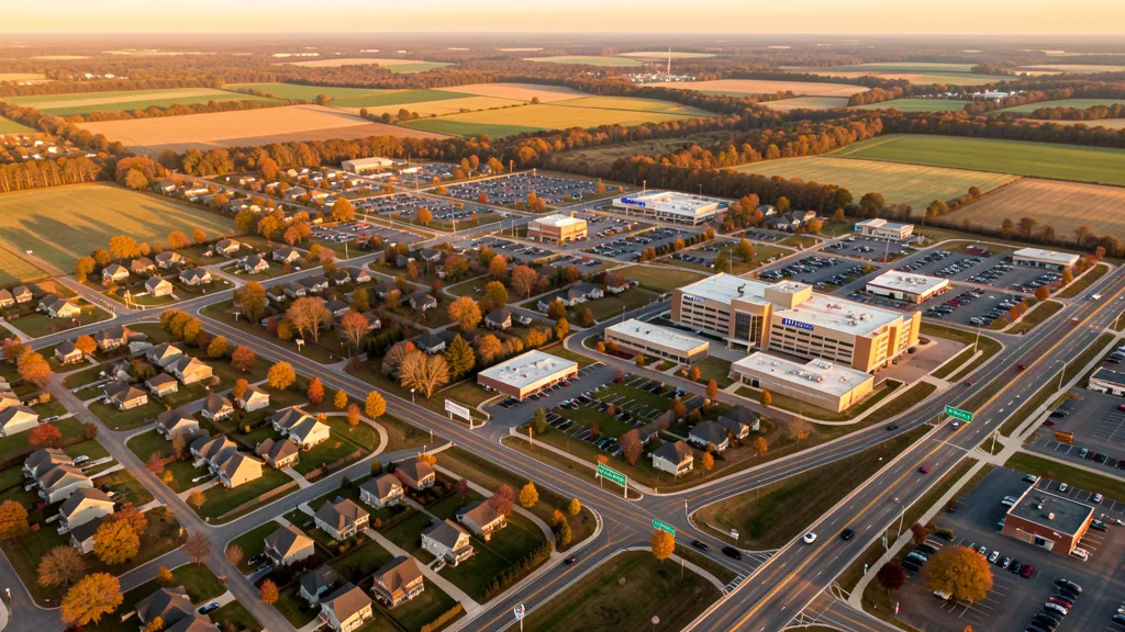 Aerial view of Mechanicsburg, PA showing the local landscape and terrain relevant to aerial imaging operations