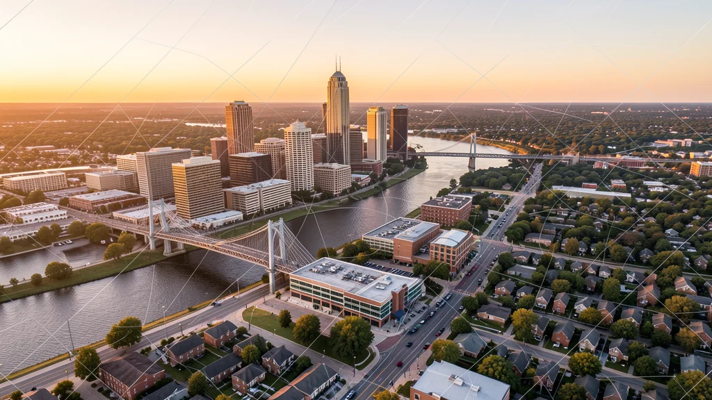 Aerial view of Memphis, TN showing the local landscape and terrain relevant to aerial imaging operations