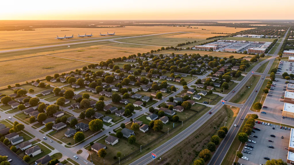 Aerial view of Midwest City, OK showing the local landscape and terrain relevant to aerial imaging operations