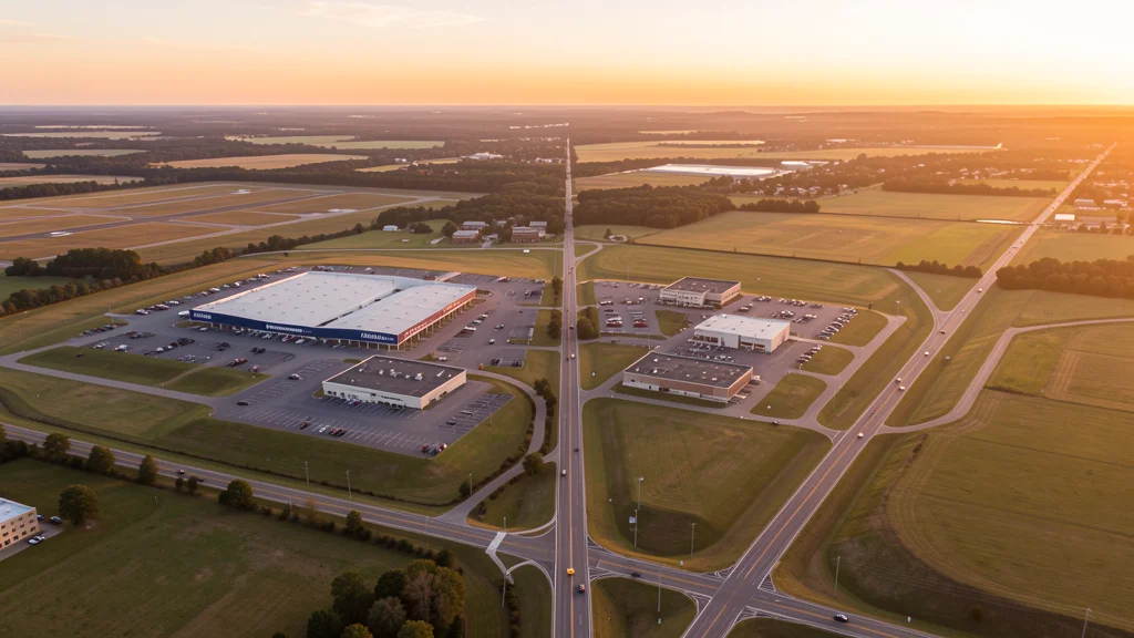 Aerial view of Millington, TN showing the local landscape and terrain relevant to aerial imaging operations