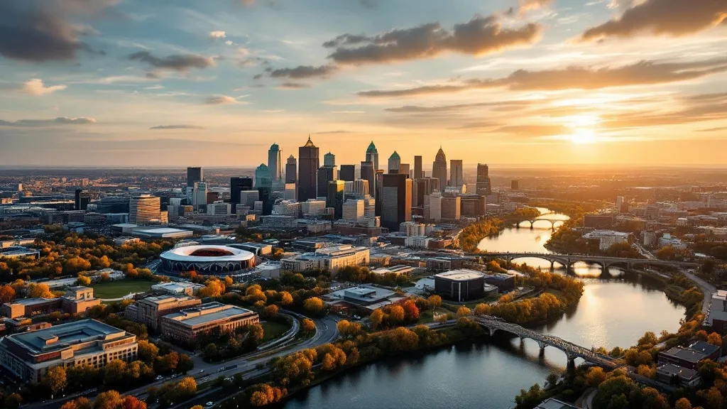 Aerial view of Minneapolis, MN showing the local landscape and terrain relevant to aerial imaging operations