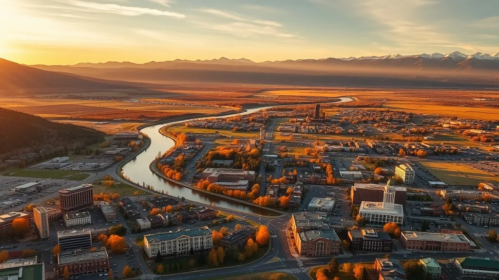 Aerial view of Missoula, MT showing the local landscape and terrain relevant to aerial imaging operations