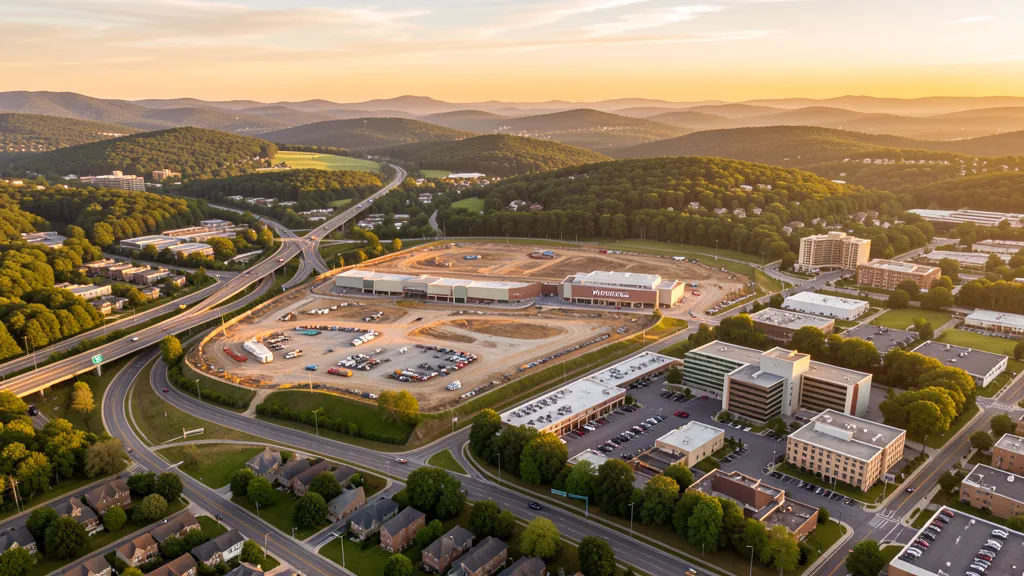 Aerial view of Monroeville, PA showing the local landscape and terrain relevant to aerial imaging operations