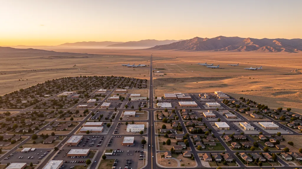 Aerial view of Mountain Home, ID showing the local landscape and terrain relevant to aerial imaging operations