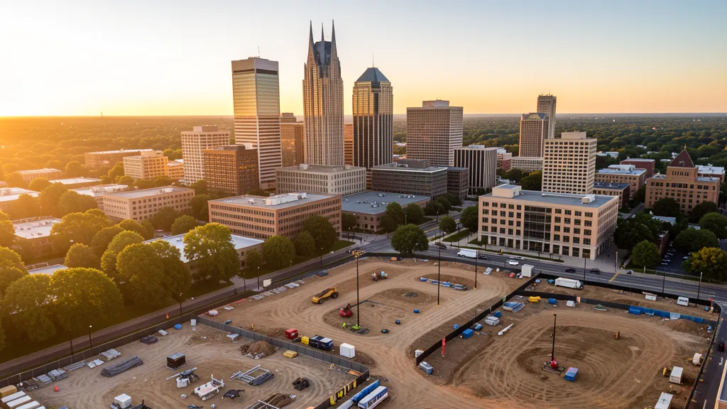 Aerial view of Nashville, TN showing the local landscape and terrain relevant to aerial imaging operations